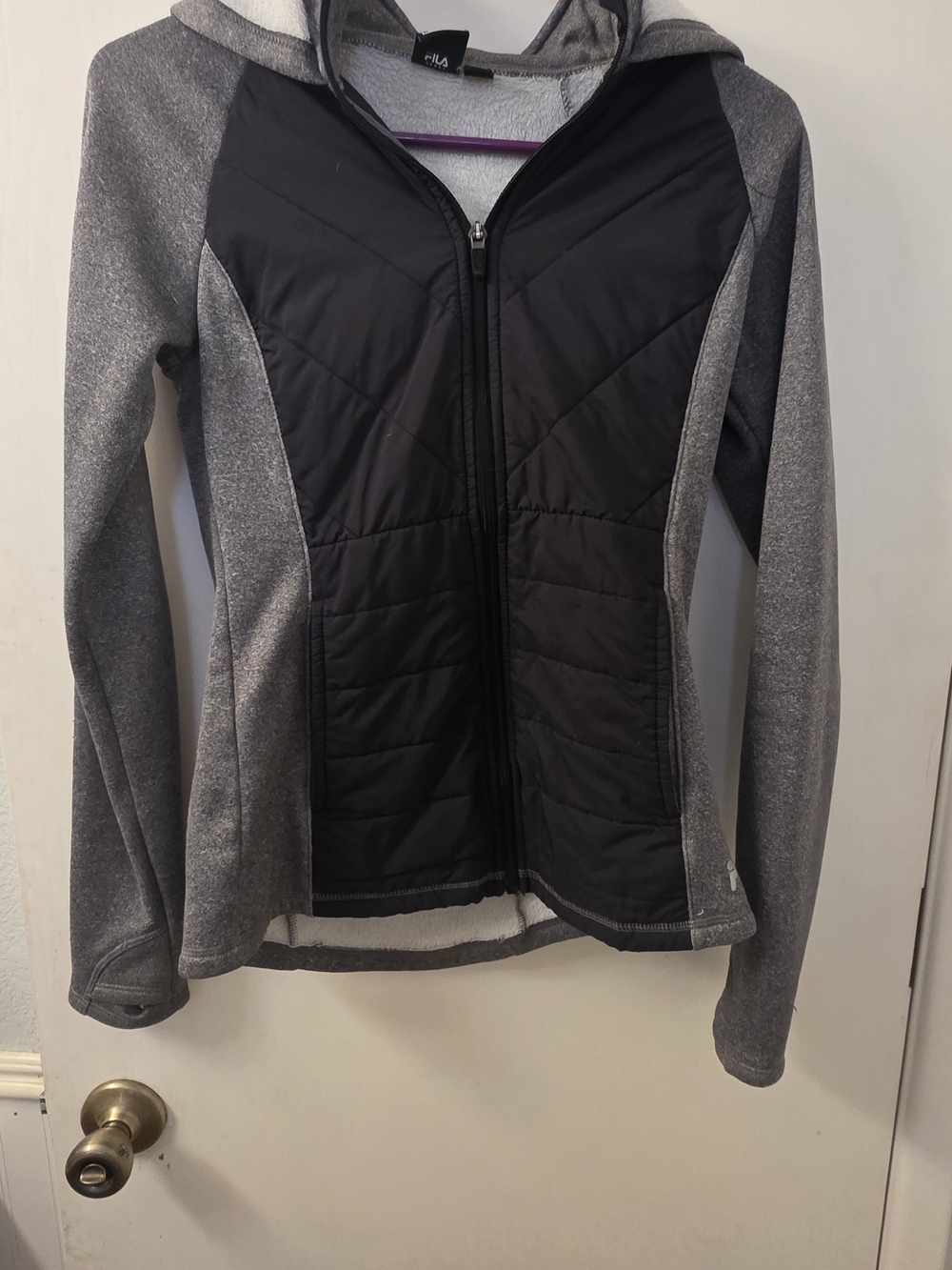 Sporto Women's Black and Gray Hooded Utility Jacket